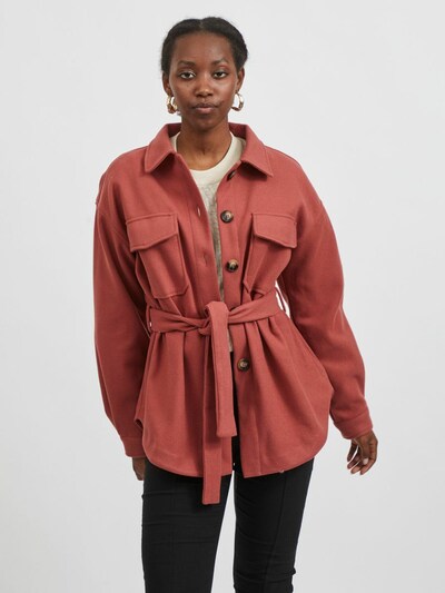 Vila Petite Between-Seasons Coat 'Ola' in Pastel red, View model