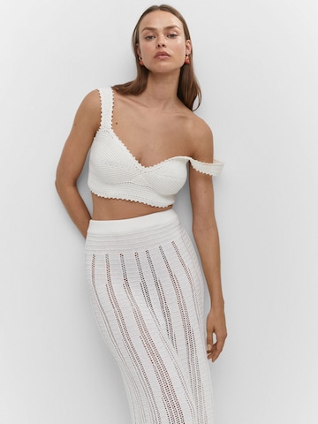 MANGO Knitted Top 'SANTORI' in White: front