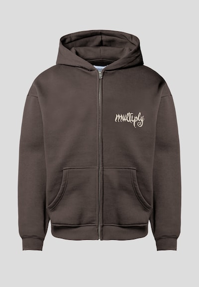 Multiply Apparel Zip-Up Hoodie 'Law Of Nature' in Beige / Dark brown, Item view