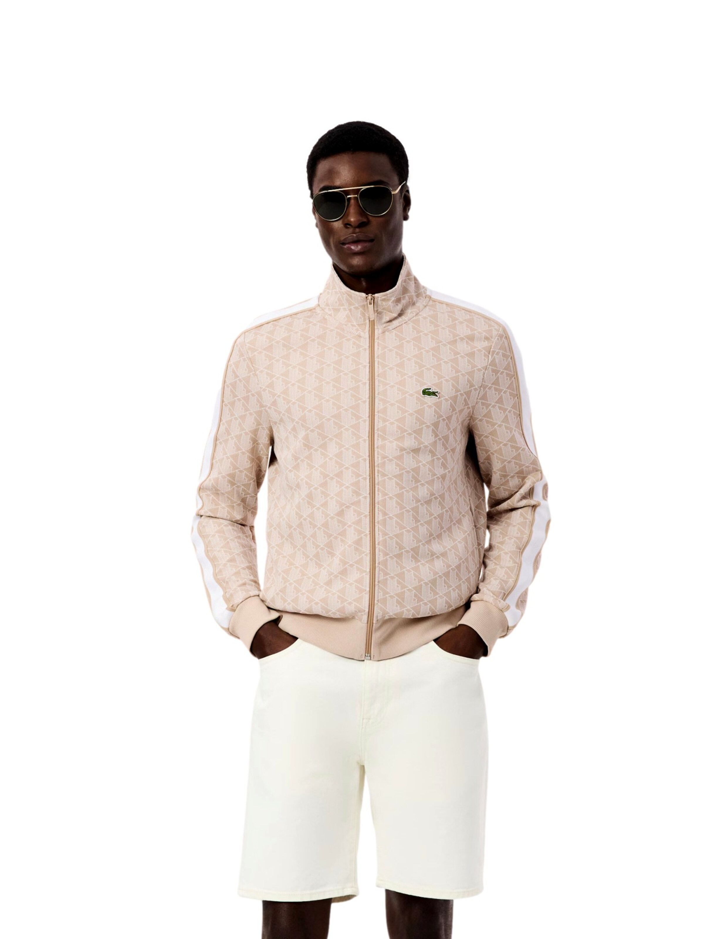 LACOSTE Sweatvest in Beige: voorkant