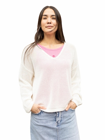 LIKS. Munich Sweater 'Strickpullover aus Baumwolle mit Lochmuster - Alina' in White: front