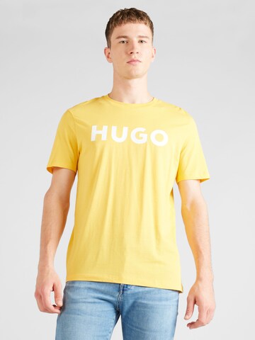 HUGO Μπλουζάκι 'Dulivio' σε κίτρινο: μπροστά