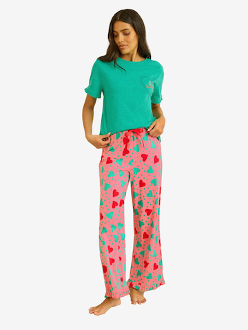 love & roses Pyjama in Grün: Vorderseite
