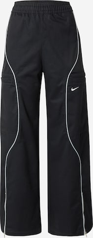 Nike Sportswear Широки крачоли Панталон 'STREET' в черно: отпред