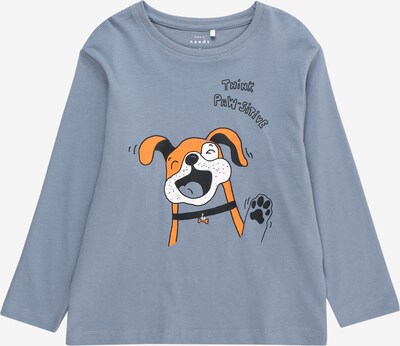 NAME IT T-Shirt 'VAGNO' en bleu-gris / orange foncé / noir / blanc, Vue avec produit