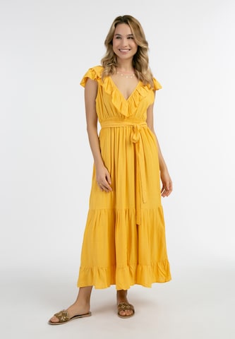 dzeltens IZIA Vasaras kleita: no priekšpuses