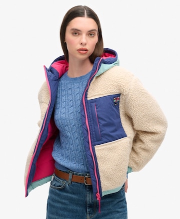 Superdry Fleece jas in Beige: voorkant