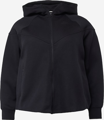 Nike Sportswear - Sudadera con cremallera deportiva en negro: frente