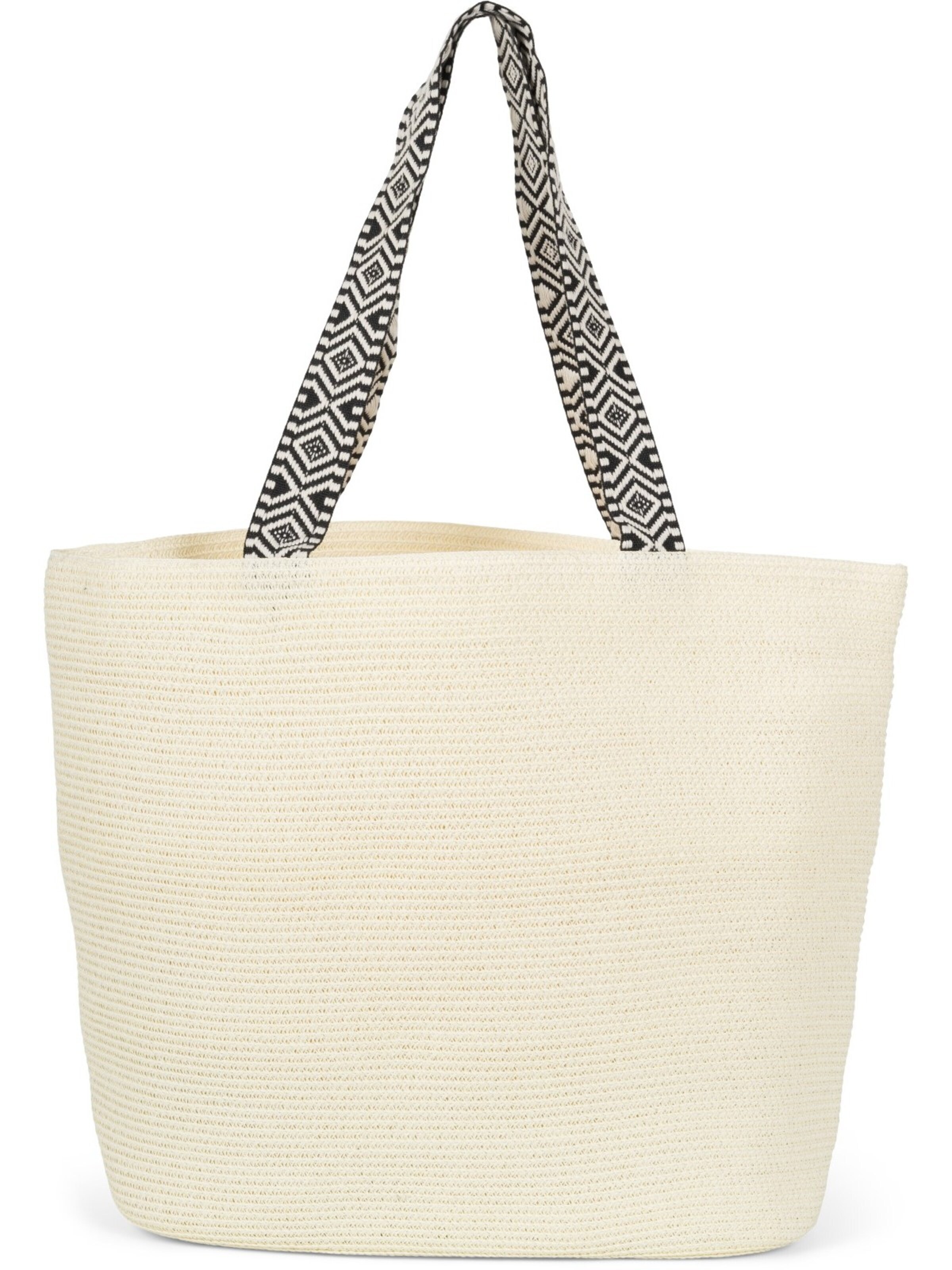 styleBREAKER Strandtasche 'Papierstroh Strandtasche Azteken Muster'‌‌‌‌‌ in Beige