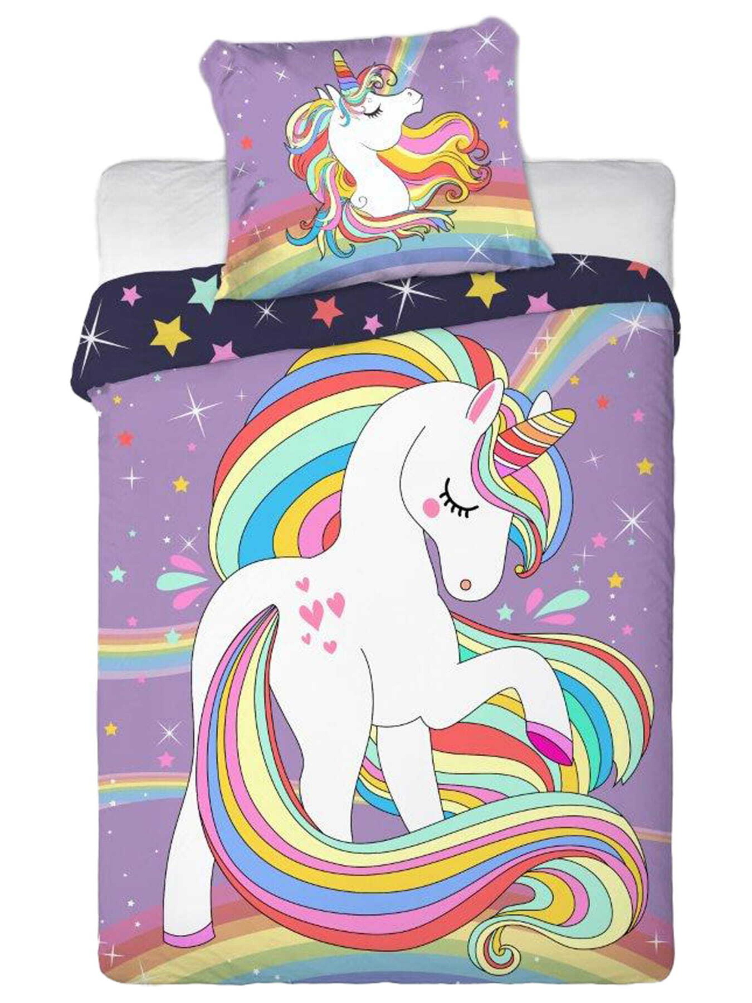 Faro Tekstylia Bettwäsche 'Einhorn' in navy / gelb / lila / rot, Produktansicht