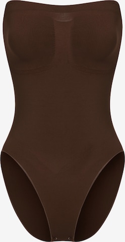 cfab (formerly creamy fabrics) Shapingbody 'Trägerloser Bodysuit Sculpting Shapewear mit Slip' in Braun: Vorderseite