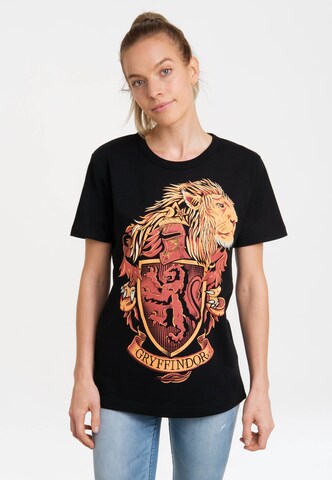 LOGOSHIRT Shirt 'Harry Potter - Gryffindor' in Black: front