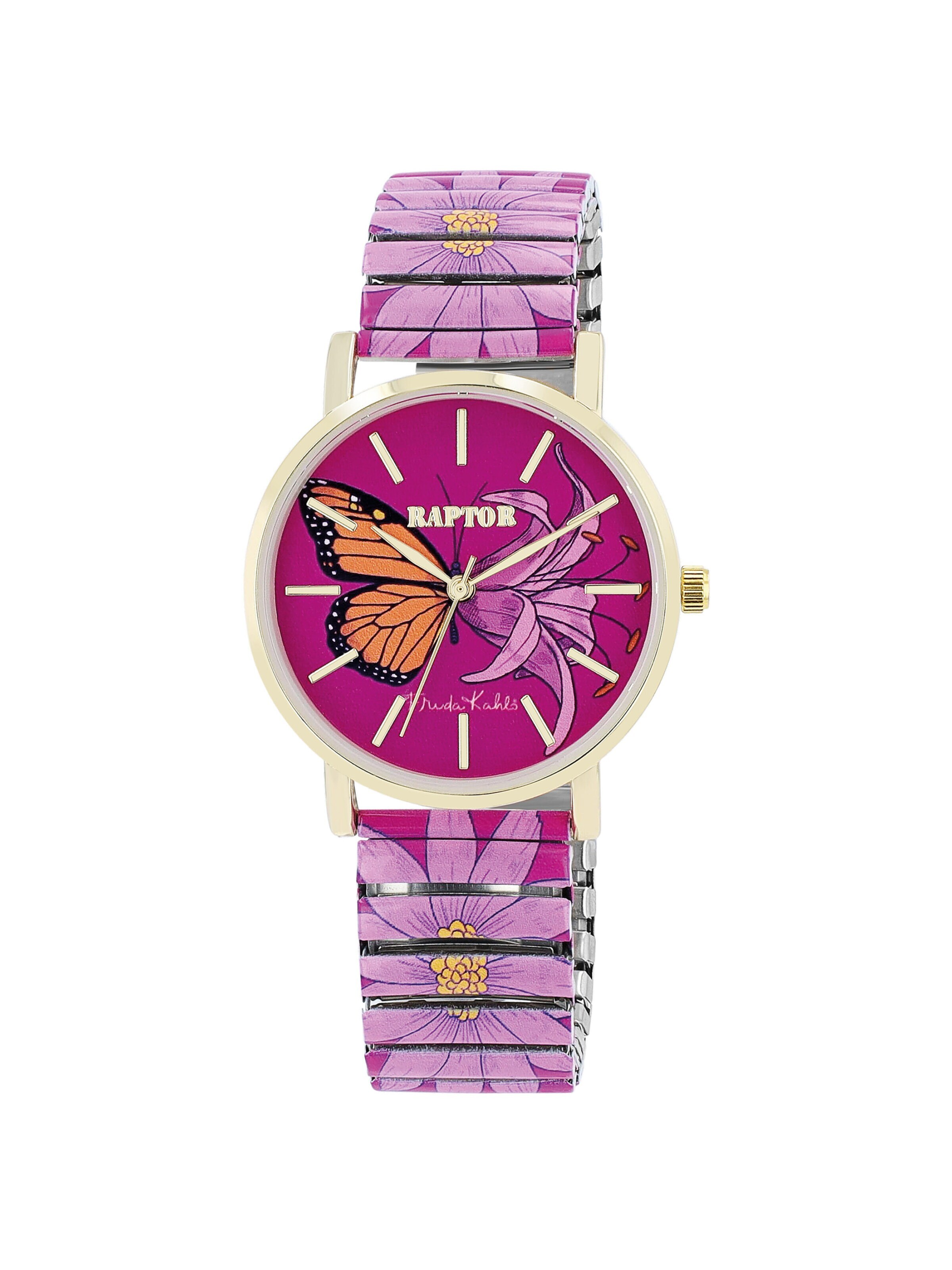 Raptor Analog Watch 'Frida Kahlo Edition, Mineralglas' in Pink