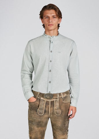 SPIETH & WENSKY Slim fit Traditional button up shirt 'Hubertus' in Green: front