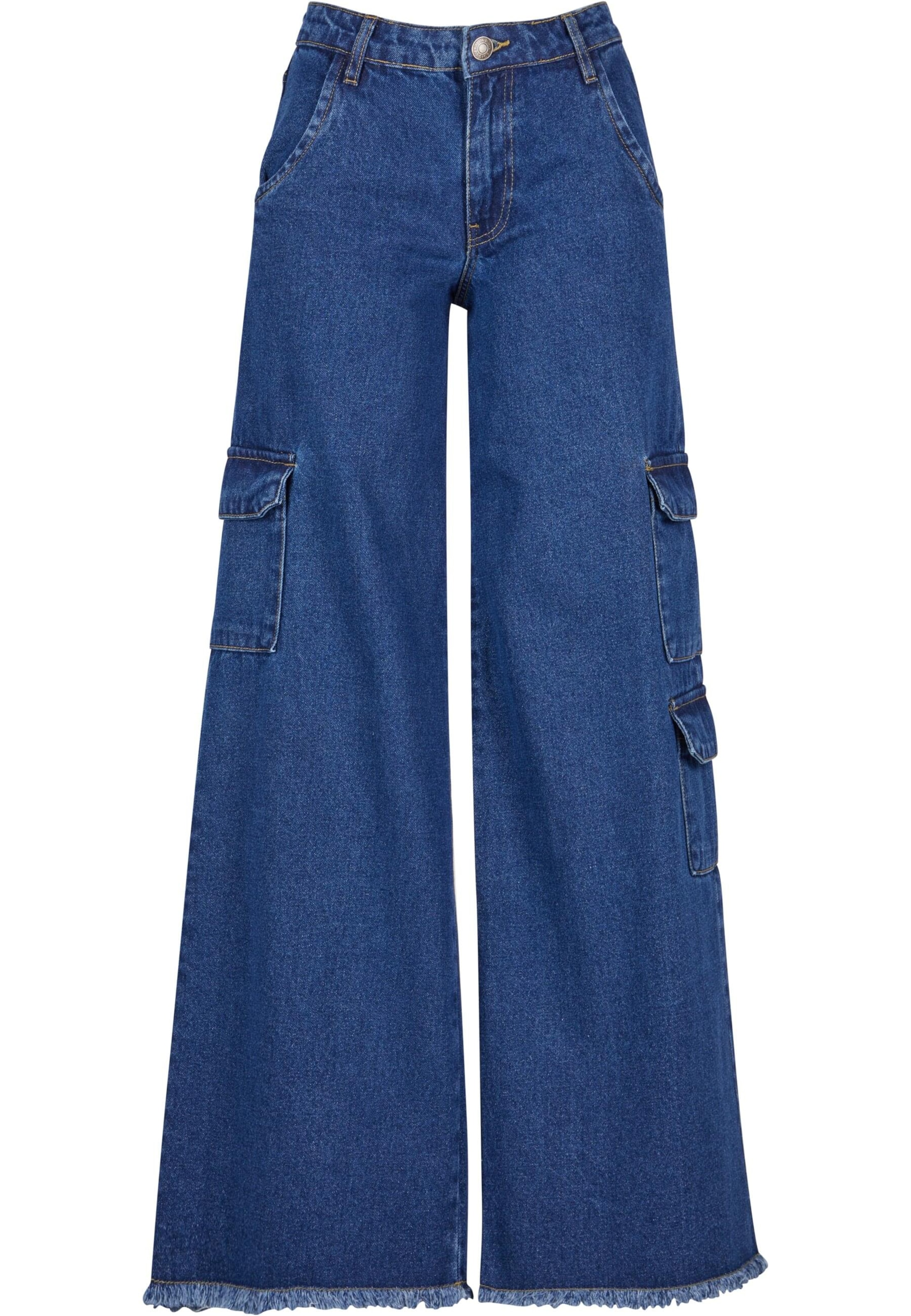 Urban ClassicsWide Leg/ Široke nogavice Cargo traperice - plava boja: prednji dio