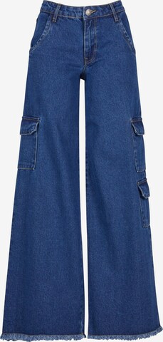 Urban Classics Wide leg Jeans in Blauw: voorkant