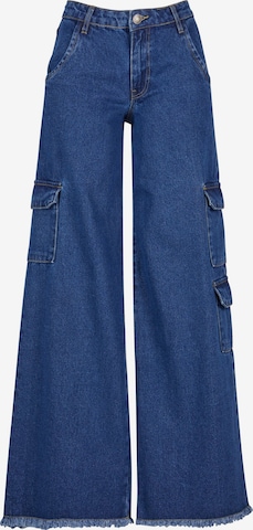 Urban Classics Wide Leg Cargojeans i blå: forside