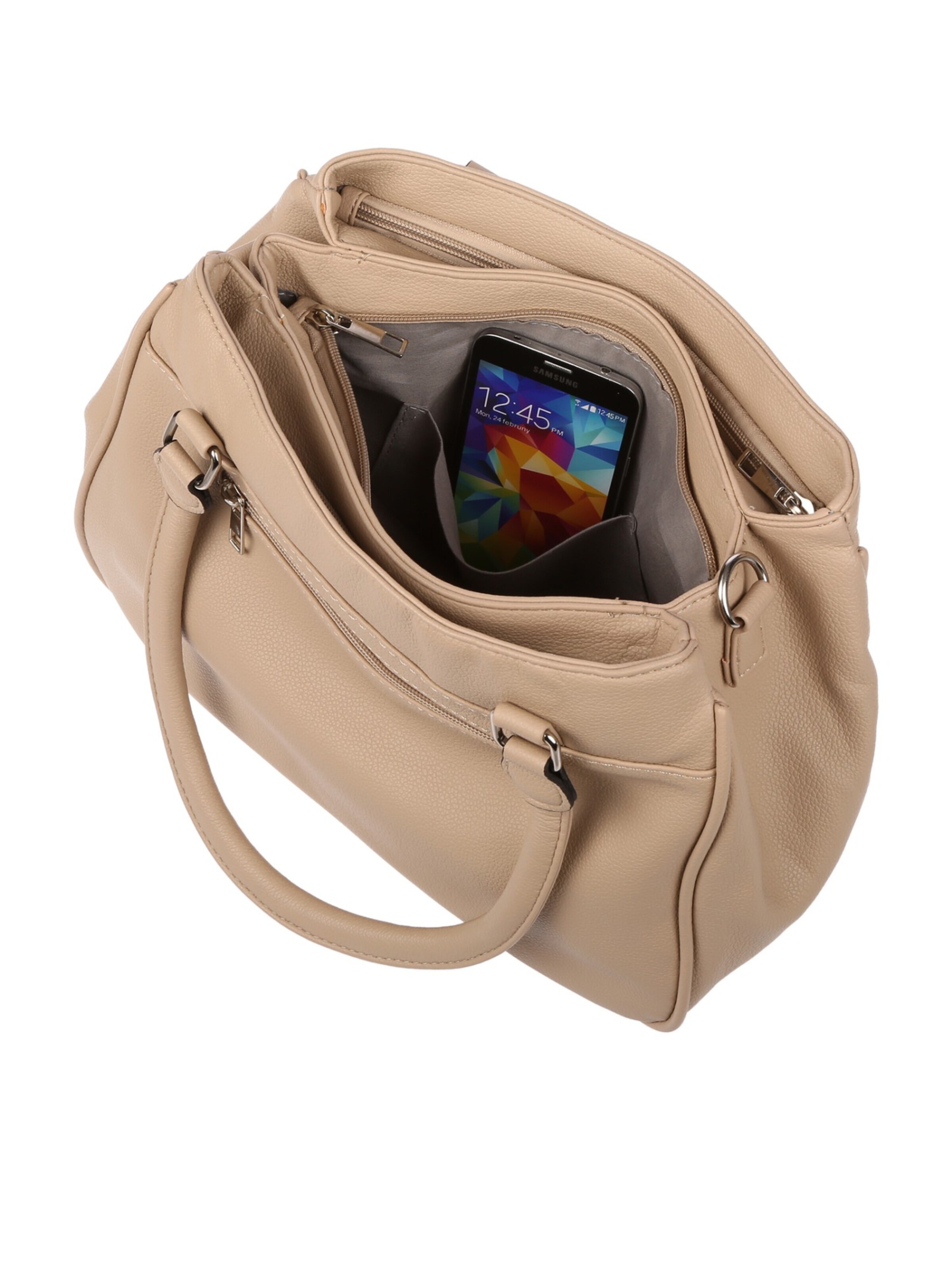Christian Wippermann Handbag 'Große Damen Tasche Umhängetasche Schultertasche' in Beige