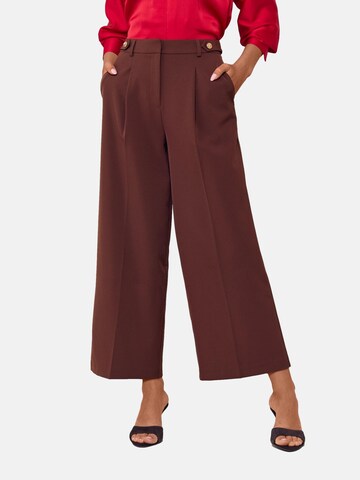 Lipsy Wide leg Pleat-Front Pants in Brown: front