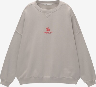 Pull&Bear Sweatshirt in taupe / rot, Produktansicht