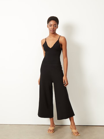 Wide Leg Pantalon 'Caius' Aligne en noir