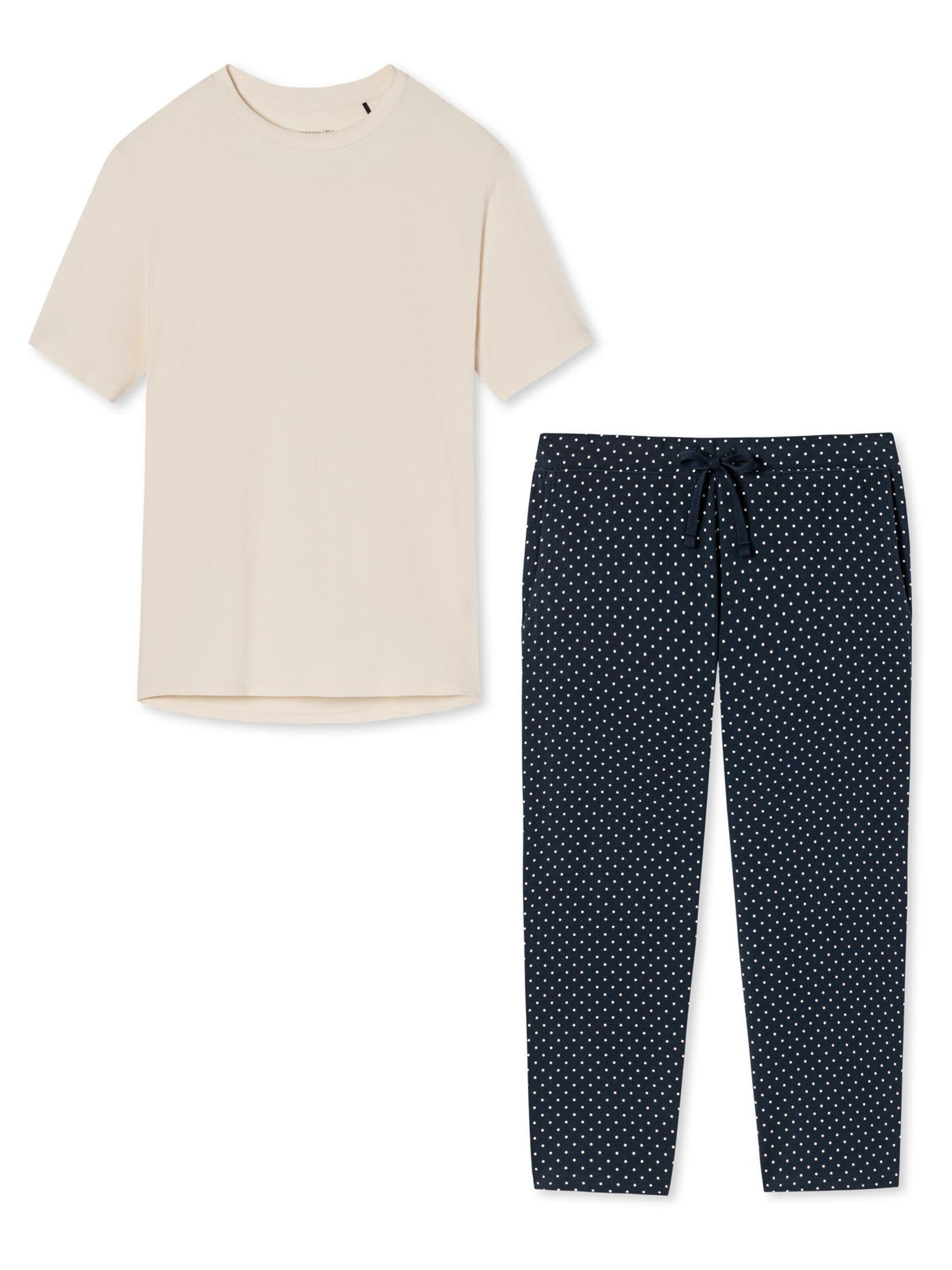 SCHIESSER Pyjama 'Cotton' in Wit: voorkant