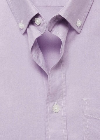 MANGO MAN Regular fit Button Up Shirt 'Oxford' in Purple