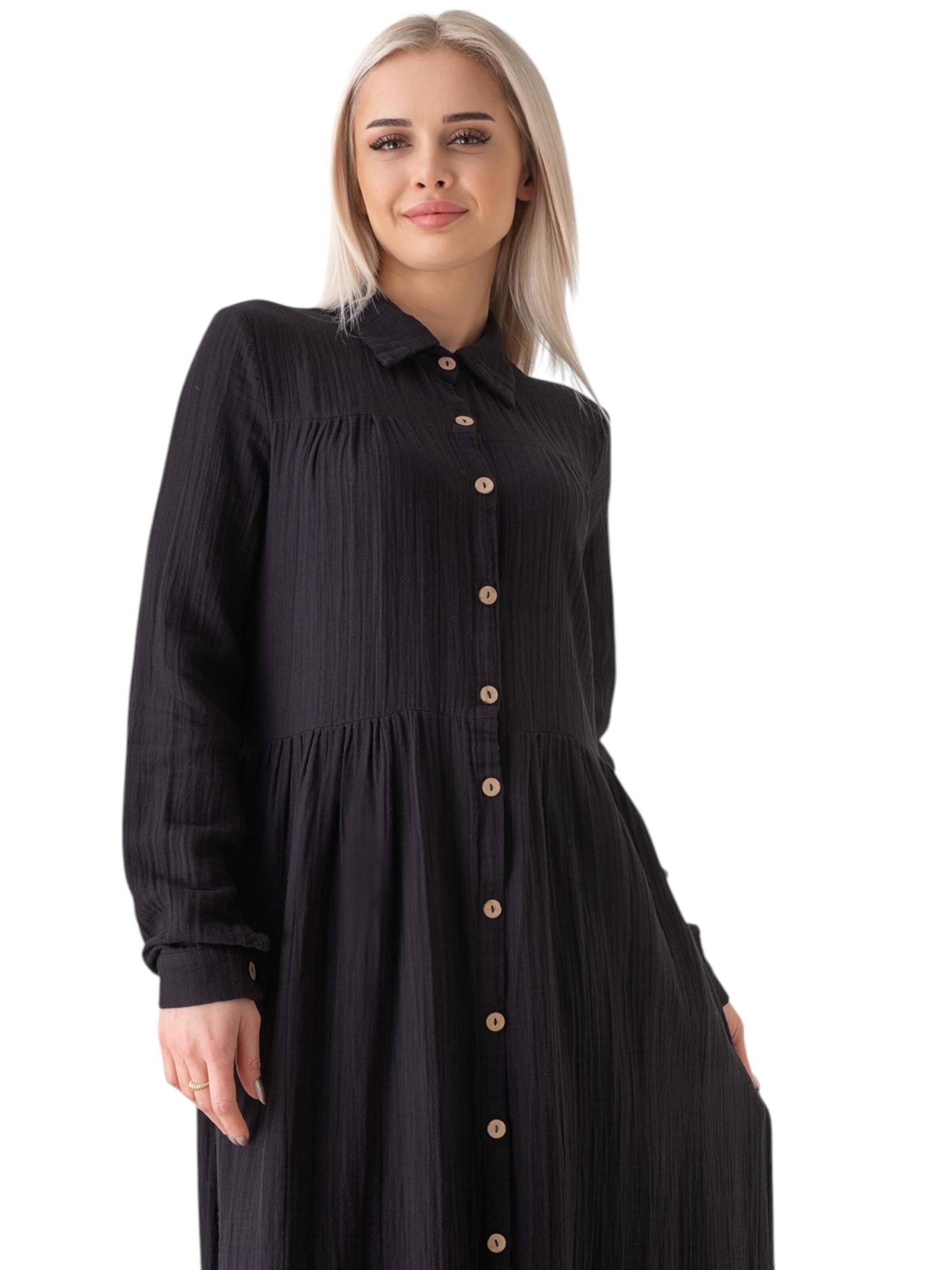 WENOR - Vestido camisero 'SABRA' en negro