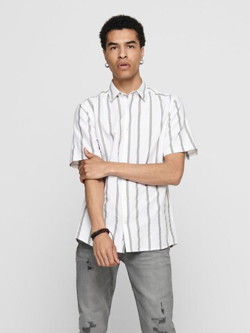Only & Sons Regular fit Button Up Shirt in White: front