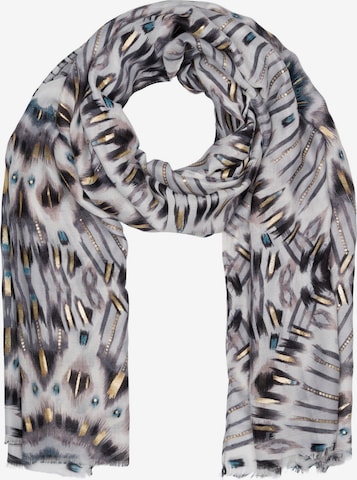 styleBREAKER Schal 'Schal Batik Muster Metallic Streifen' in Grau: Vorderseite