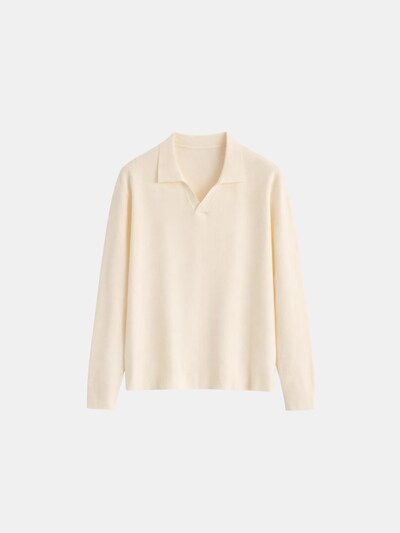 Richesse Shirt 'VALERO KNITTED POLO | CREME' in S in de kleur Crème, Productweergave