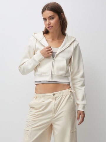 Pull&Bear Sweat jacket in White: front