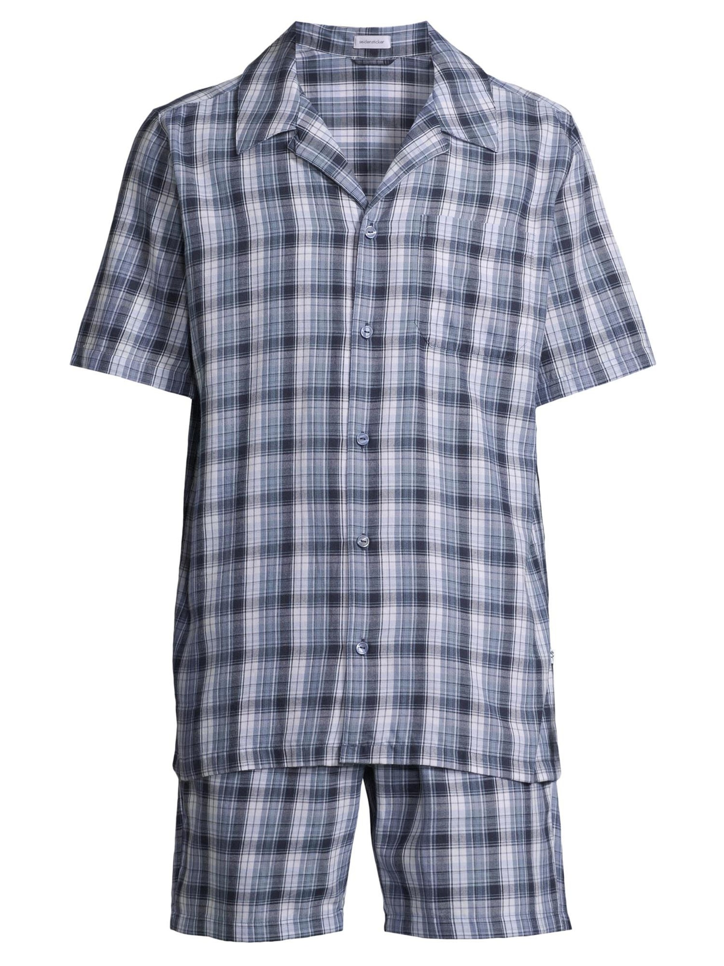 SEIDENSTICKER Pyjama kurz 'Classic Twill'‌‌‌‌ in Blau: Vorderseite
