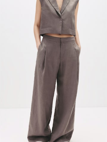 Wide Leg Pantalon à pince Pull&Bear en gris : devant