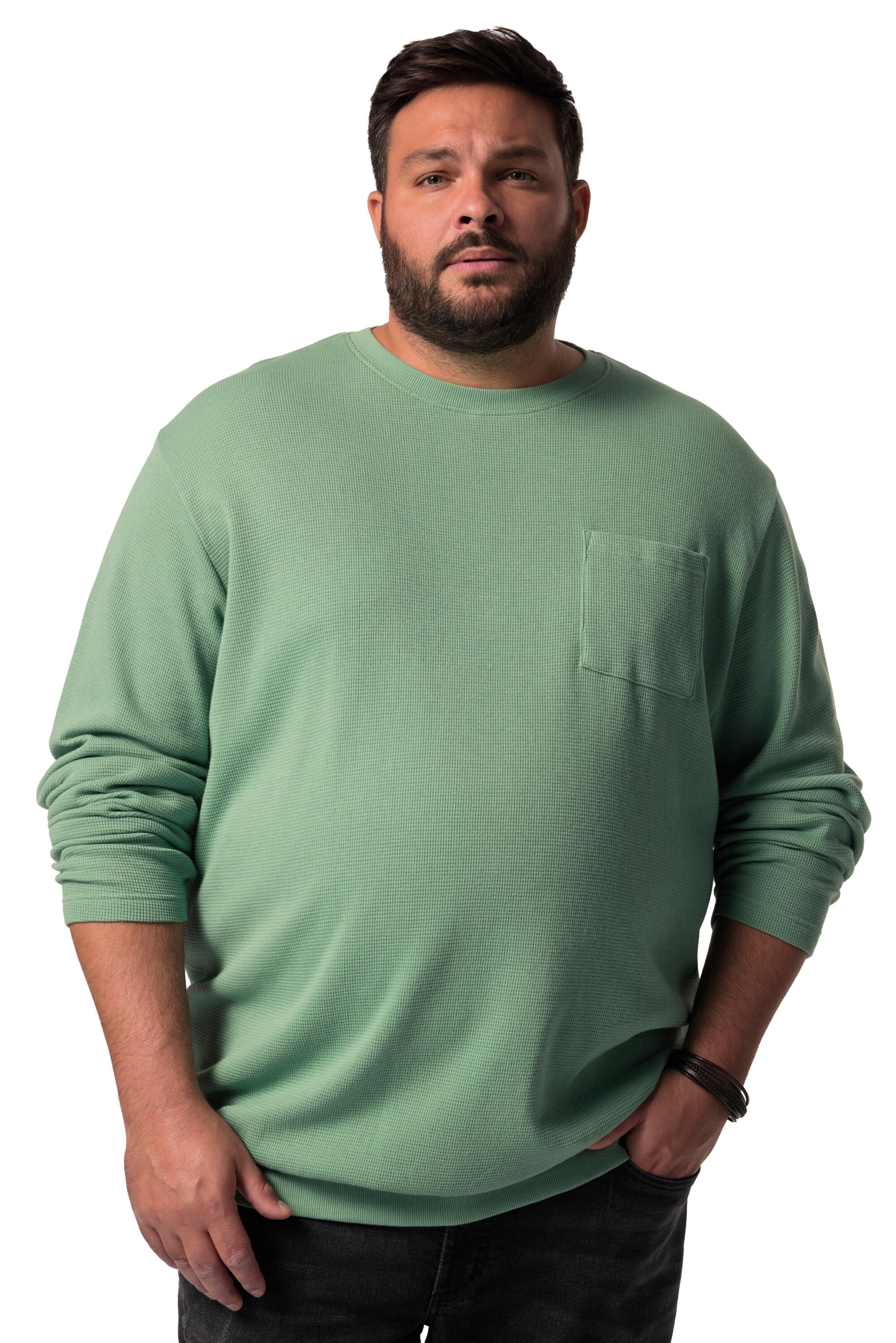 Men Plus Shirt in Groen: voorkant