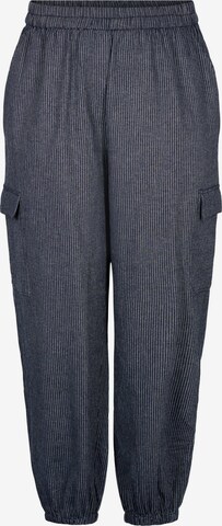 Zizzi Loosefit Cargobroek 'XSTRIPE' in Blauw: voorkant