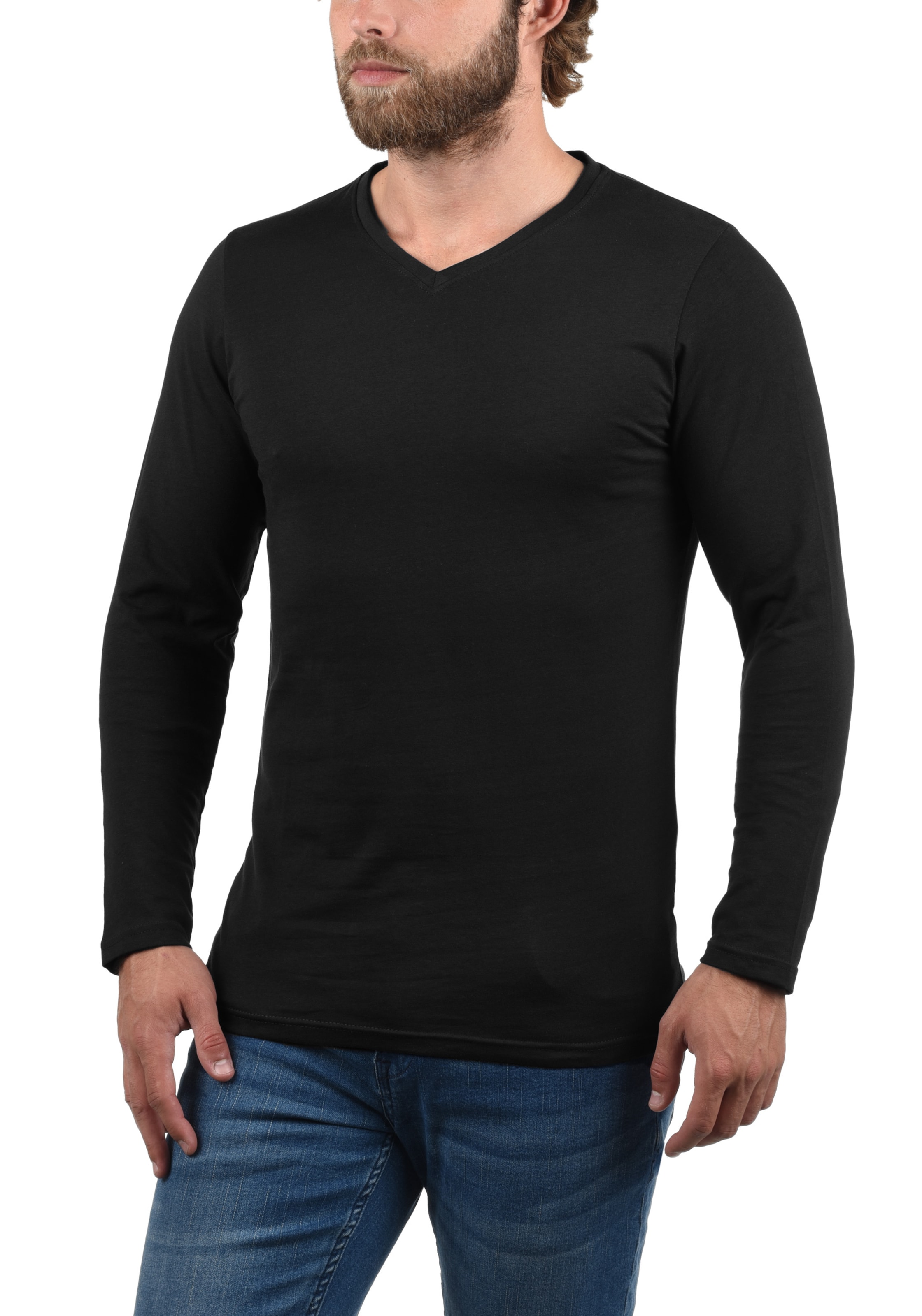 Männer Shirts  Solid V-Shirt 'BASIL' in Grau, Weiß - IY60668