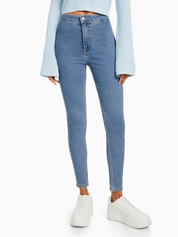 Bershka Skinny Jeans in Blauw: voorkant