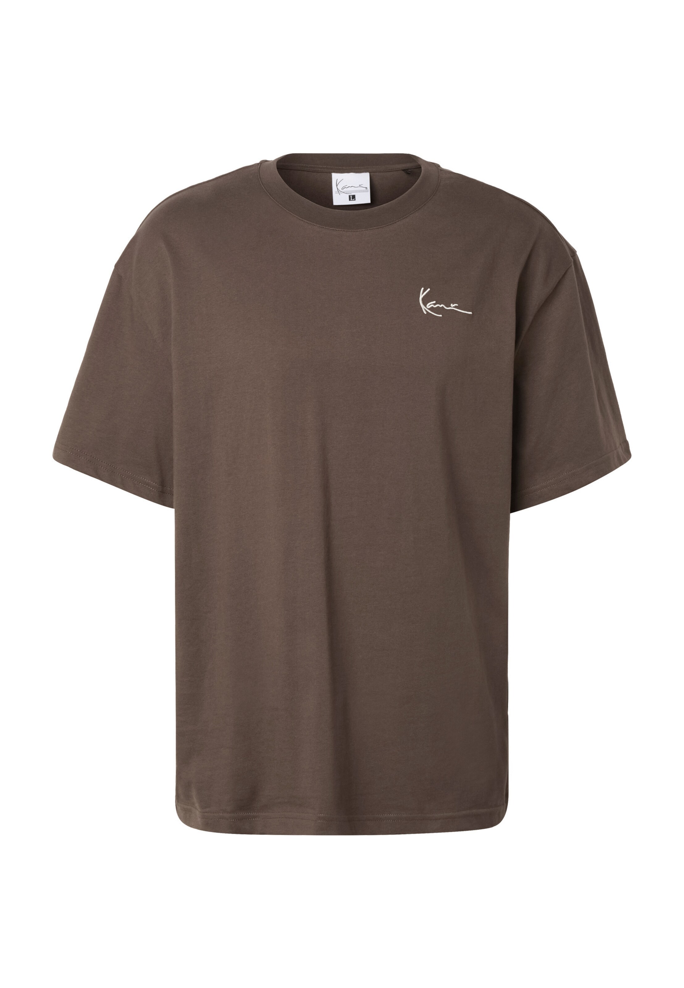 Karl Kani T-Shirt en brun foncé / kaki / blanc, Vue avec produit