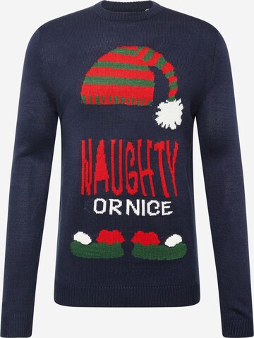 Only & Sons Sweter 'XMAS' w kolorze niebieski: przód