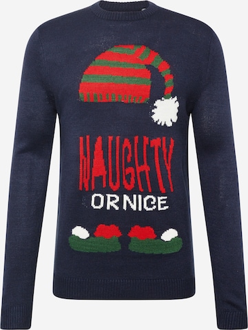 Only & Sons Sweater 'XMAS' in Blue: front