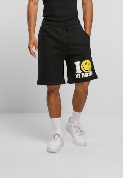 MARKET Shorts 'Smiley Haters' in gelb / schwarz / weiß, Produktansicht