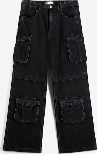 Bershka Jeans cargo en noir denim, Vue avec produit
