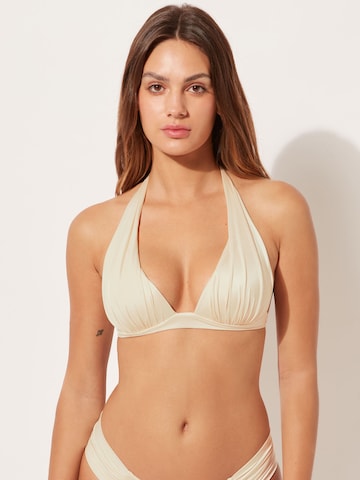 CALZEDONIA Triangle Bikini Top 'SHINY' in Beige: front