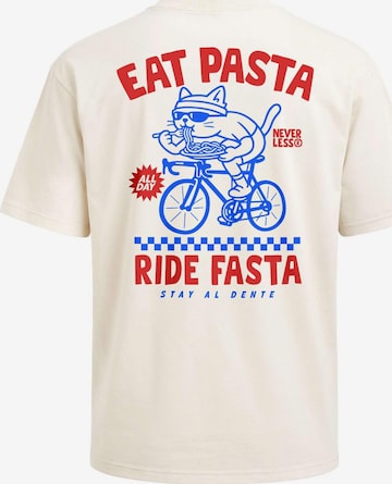 Neverless Shirt 'Eat Pasta Ride Fasta' in Beige: front