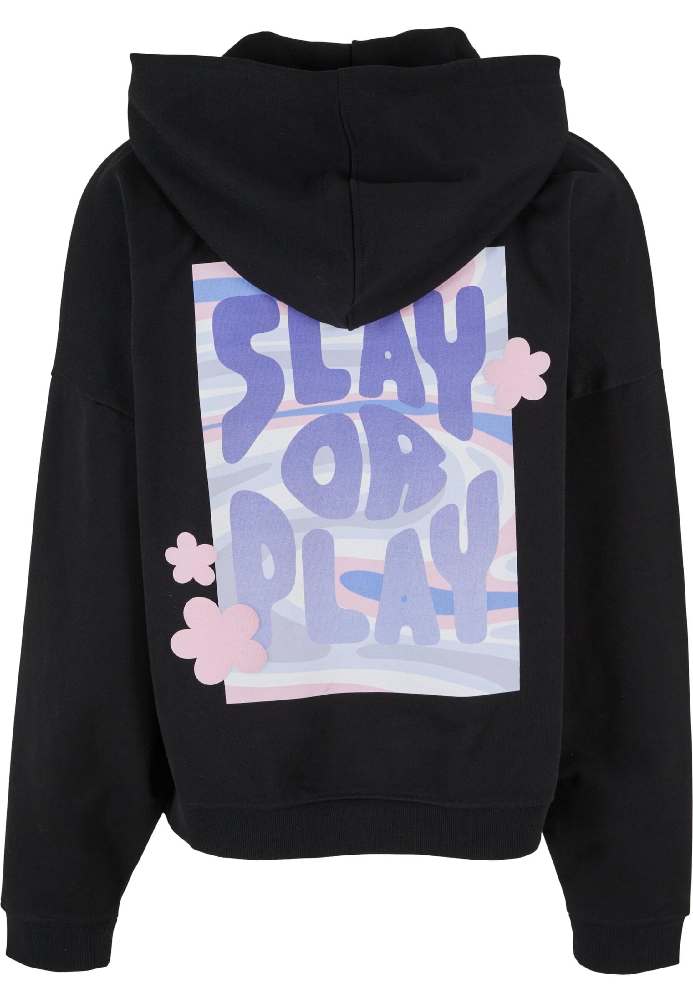 Lost Youth Collegetakki 'Slay or Play' värissä musta