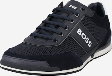 BOSS Black Sneakers laag 'Saturn' in Blauw: voorkant