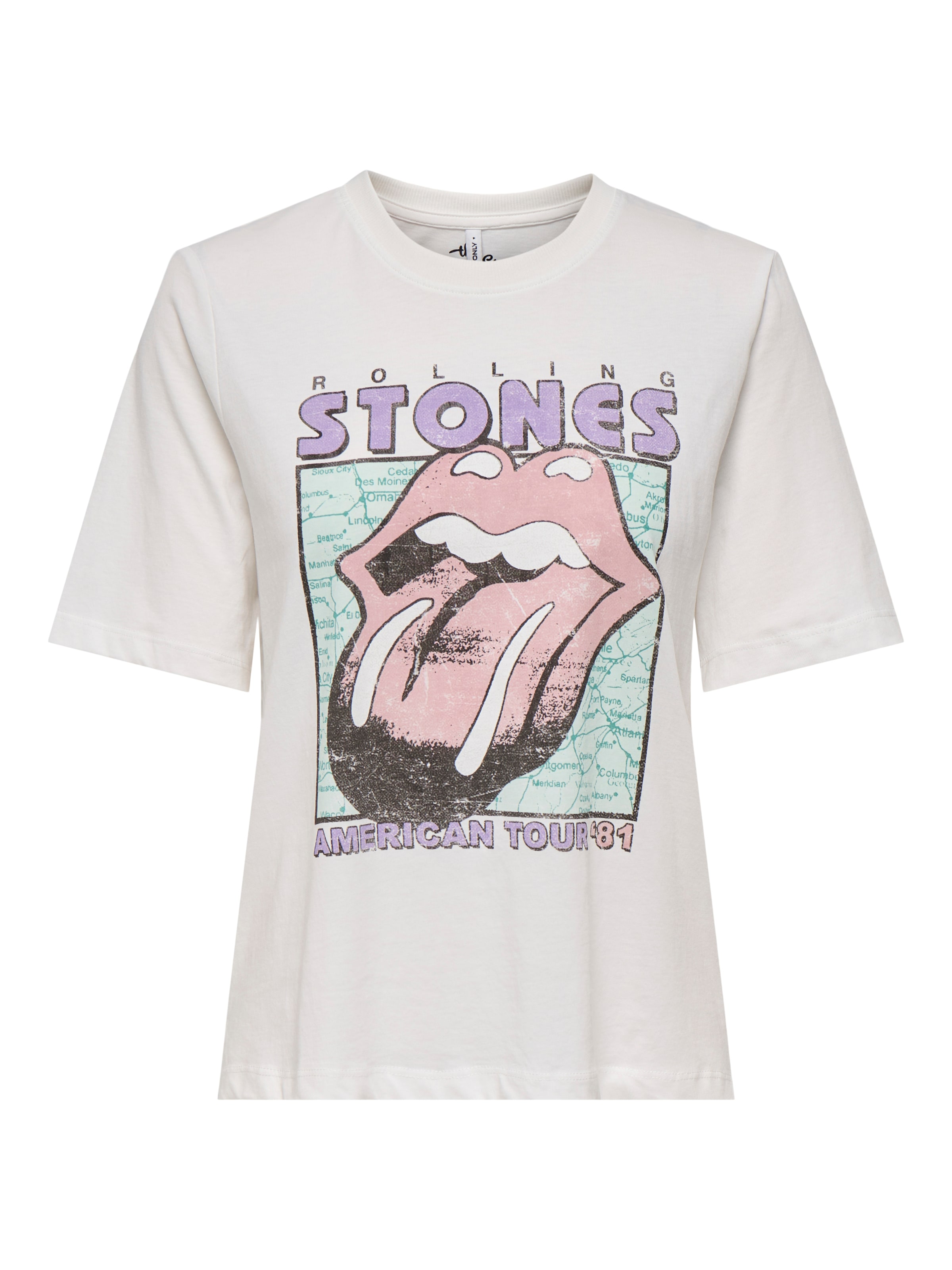 ONLY Shirt 'ONLROLLING STONES' in White: front