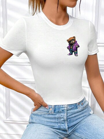 RMK Shirt 'Lederjacke Teddy Bär' in White