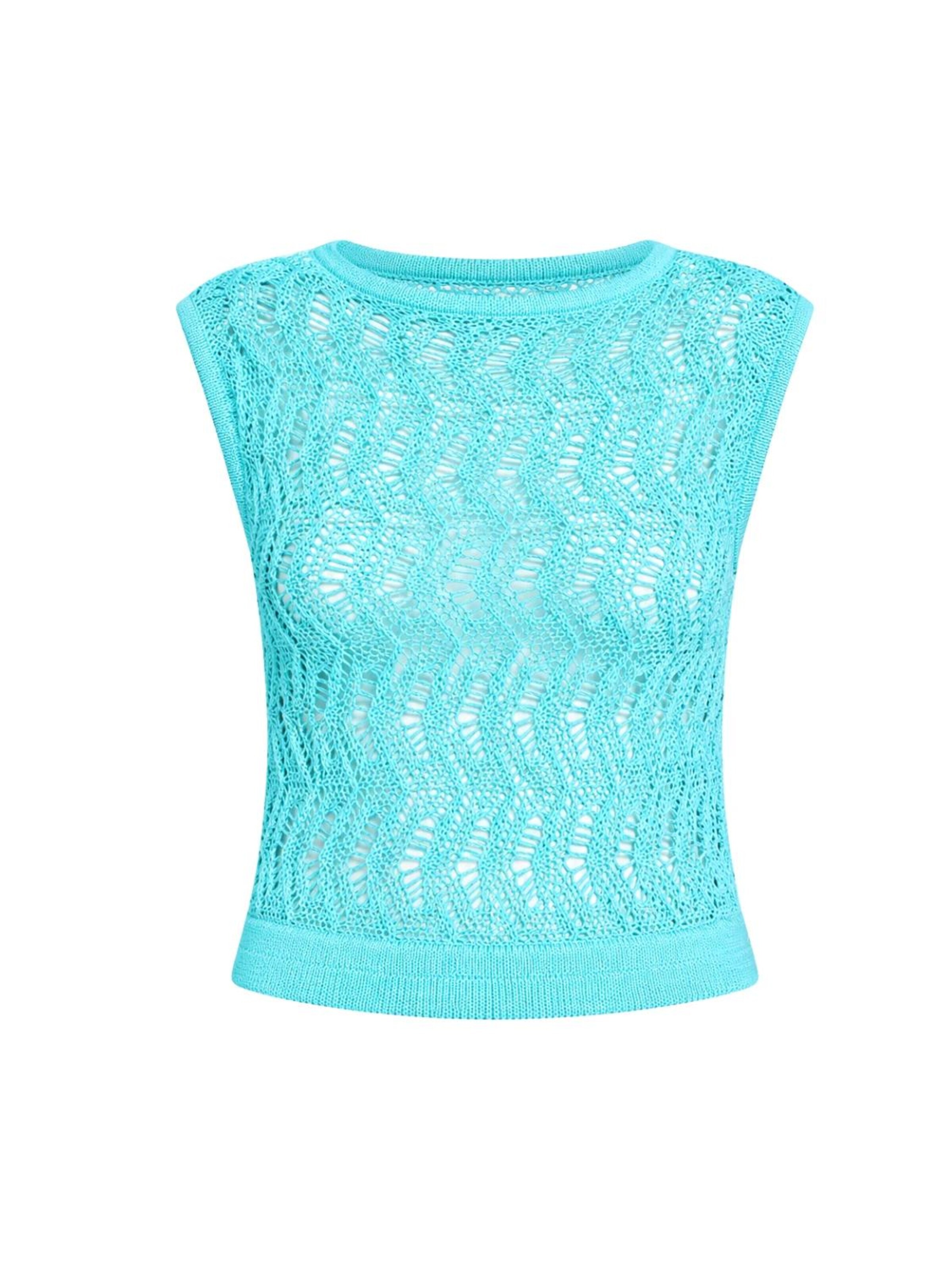 Süel knitwear - Top de punto 'Narcissus' en azul: frente